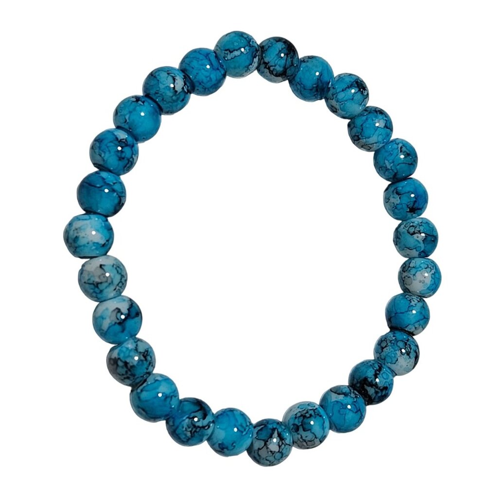 Southwest Turquoise Blue Beaded Stretch Bracelet Statement Fashion Jewelry Women